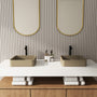 15in Bathroom Concrete Square Vessel Sink with Drainer in Mottled Bluish Grey / Cold Concrete Grey / Taupe Clay