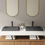 27in Bathroom Concrete Rectangular Vessel Sink with Drainer in Mottled Bluish Grey / Black Earth / Taupe Clay