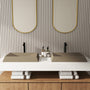 27in Bathroom Concrete Rectangular Vessel Sink with Drainer in Mottled Bluish Grey / Black Earth / Taupe Clay