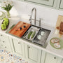 33inch 3-Hole Single Bowl Stainless Steel Drop-in Workstation Kitchen Sink with Accessories