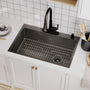 Drop-In Stainless Steel 33-inch 1-Hole Single Bowl Kitchen Sink in Nano PVD Gun Gray