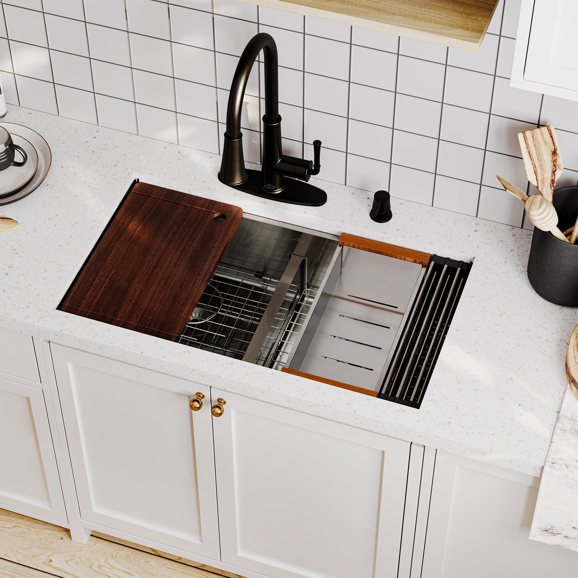 Undermount Stainless Steel 33-inch Double Bowl Kitchen Sink in Brushed