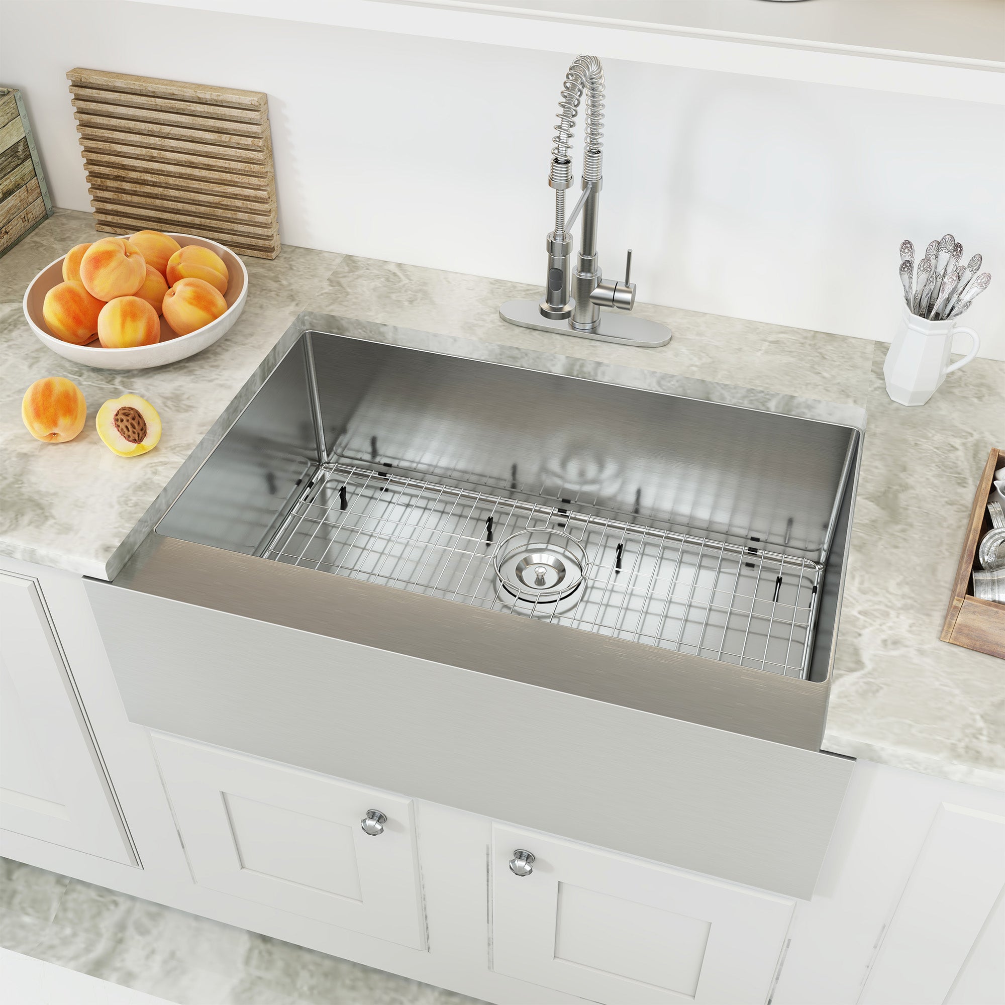33 Inch Farmhouse Sink Stainless Steel Kitchen Sink Apron Front Stainless Steel 18 Gauge Single Bowl Kitchen Farm Sink Basin