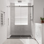 60"x76" Frameless Shower Door with Cushioned Single Slide, SGCC-Certified Tempered Shower Glass Door in Matte Black/Chrome/Brushed Nickel/Brushed Gold