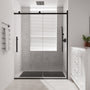 60"x76" Frameless Shower Door with Cushioned Single Slide, SGCC-Certified Tempered Shower Glass Door in Matte Black/Chrome/Brushed Nickel/Brushed Gold