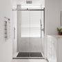 48"x76" Frameless Shower Door with Cushioned Single Slide, SGCC-Certified Tempered Shower Glass Door in Matte Black/Chrome/Brushed Nickel/Brushed Gold
