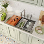 33inch 4-Hole Single Bowl Stainless Steel Drop-in Workstation Kitchen Sink with Accessories