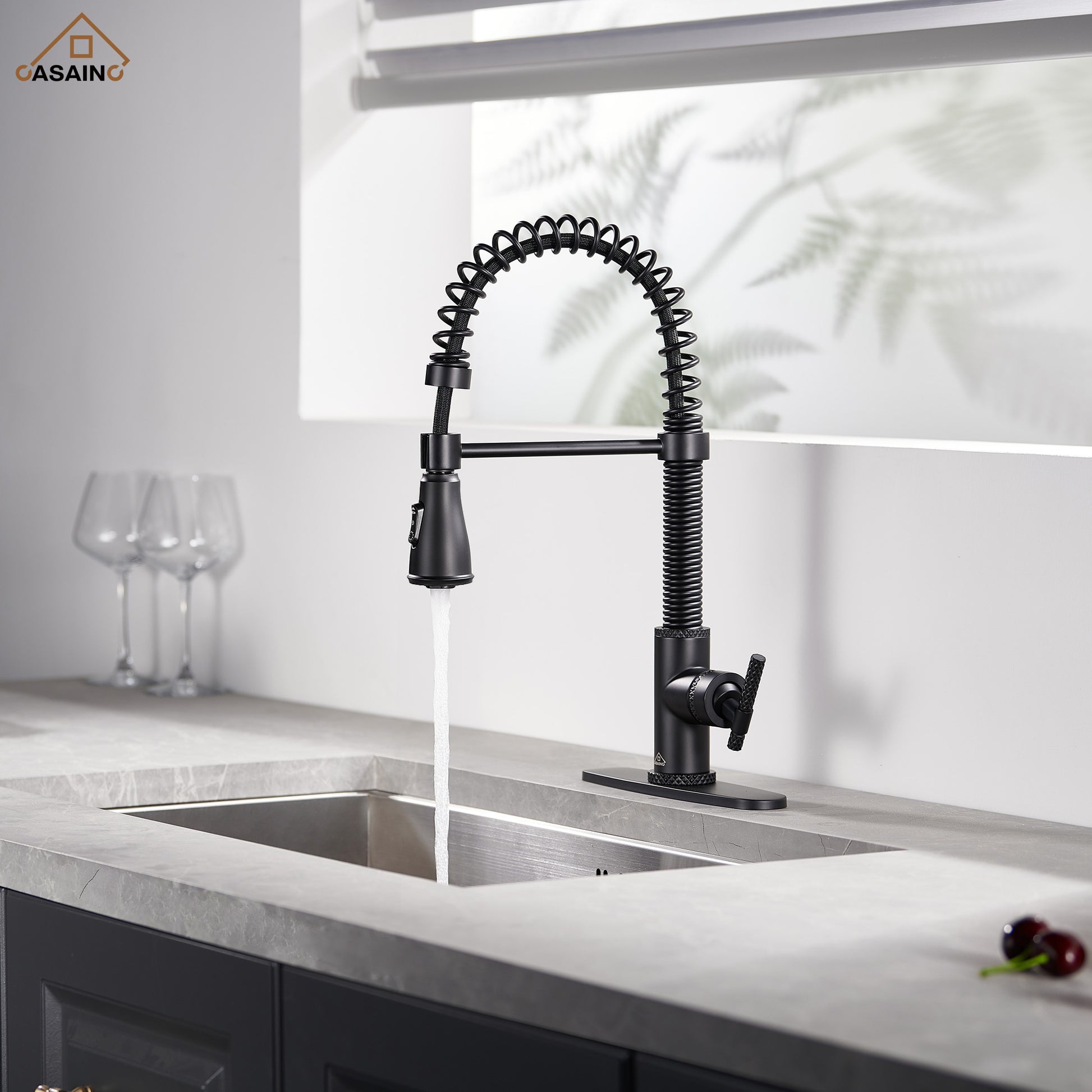 Pull-Down Sprayer Single Handle Kitchen Faucet 360° Swivel, Three Functions for Effortless Cooking and Cleaning