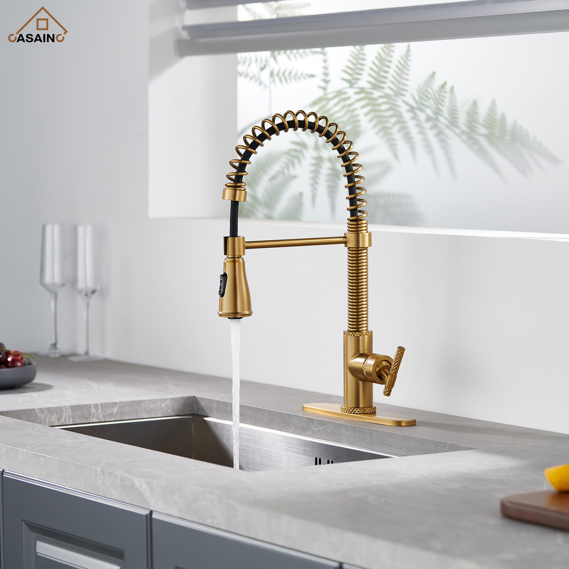 Pull-Down Sprayer Single Handle Kitchen Faucet 360° Swivel, Three Functions for Effortless Cooking and Cleaning