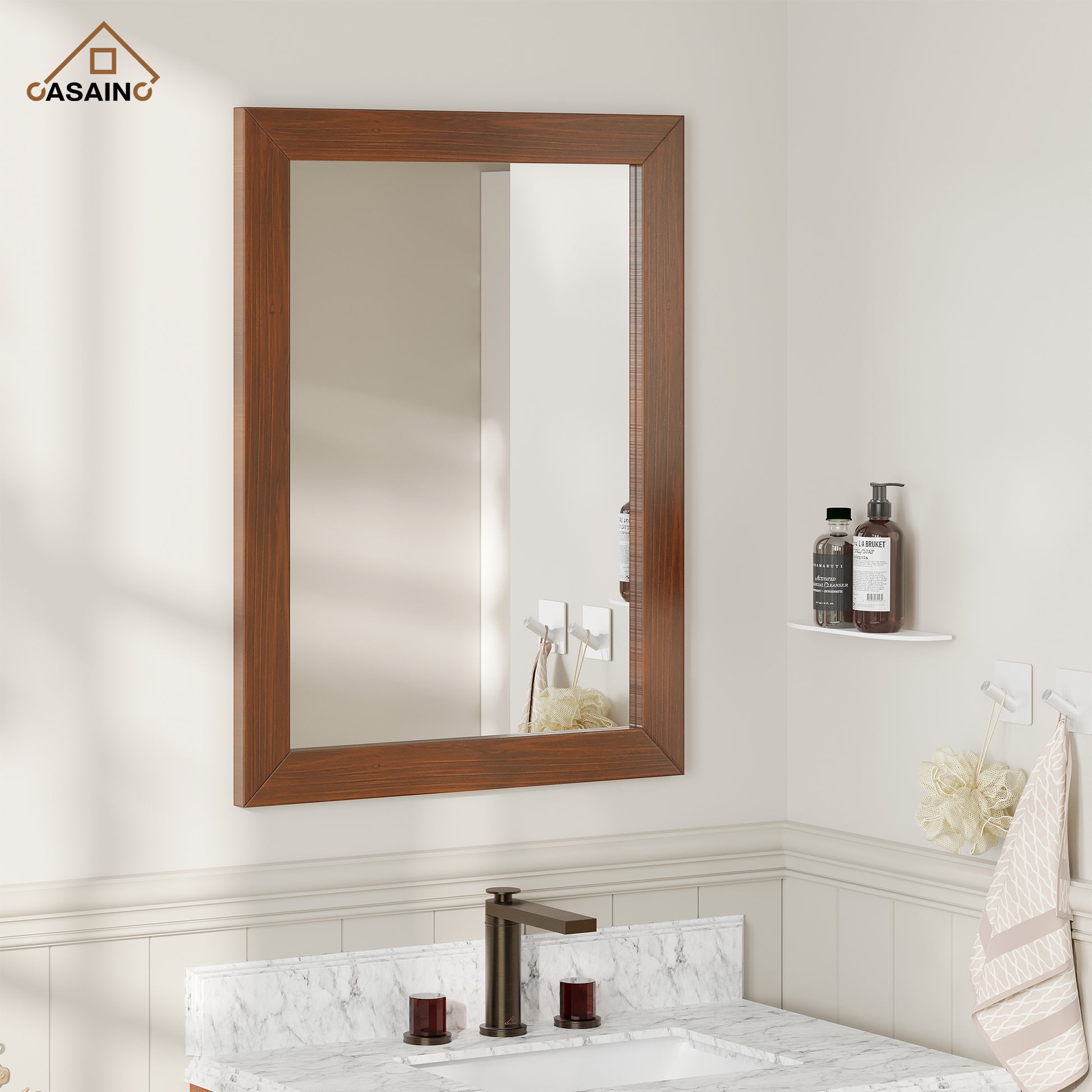 30"/36"/48"/60" Solid Wood Frame Mirror Only with Cherry (Vertical)