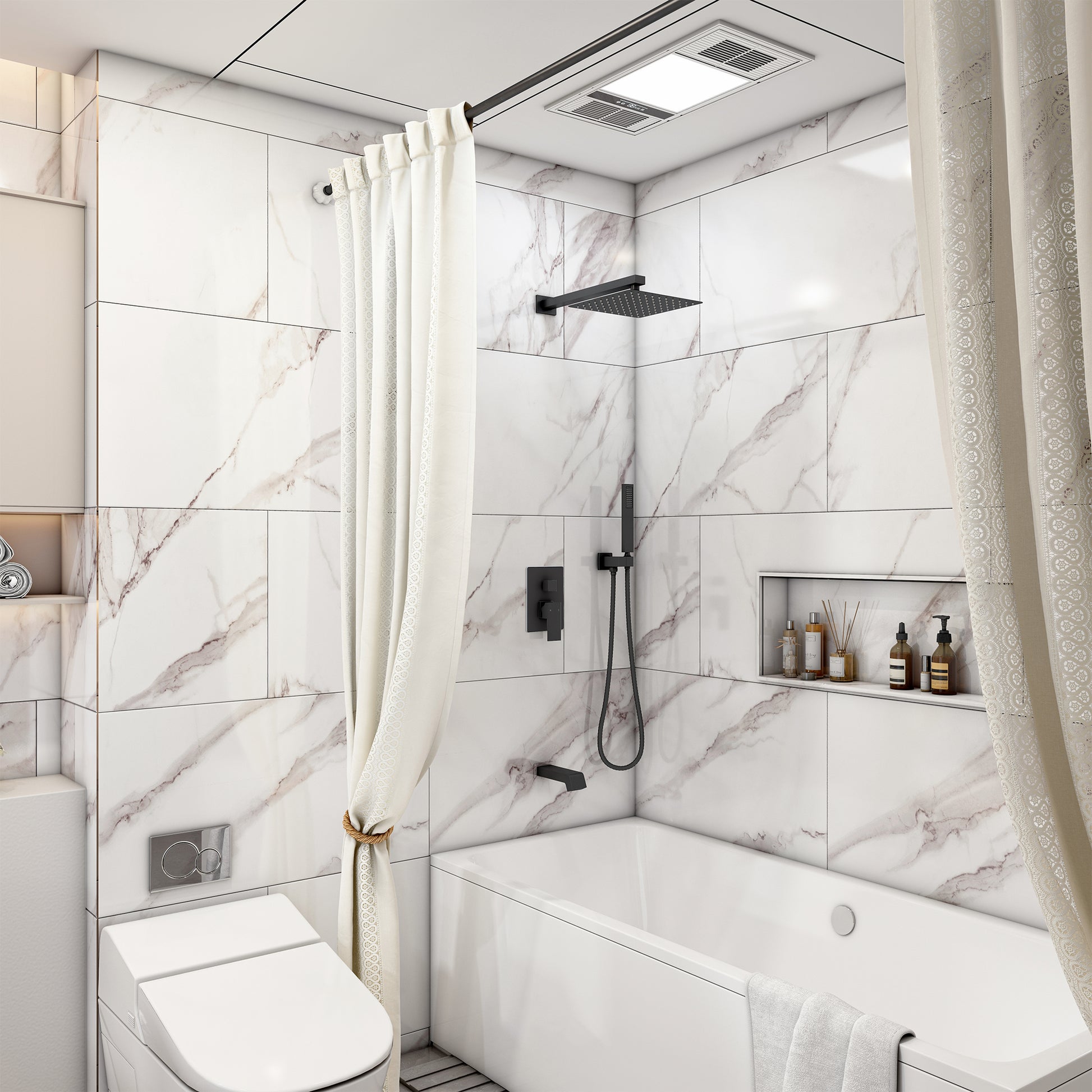 10" Three Function Pressure Balance Shower System with Valve Included