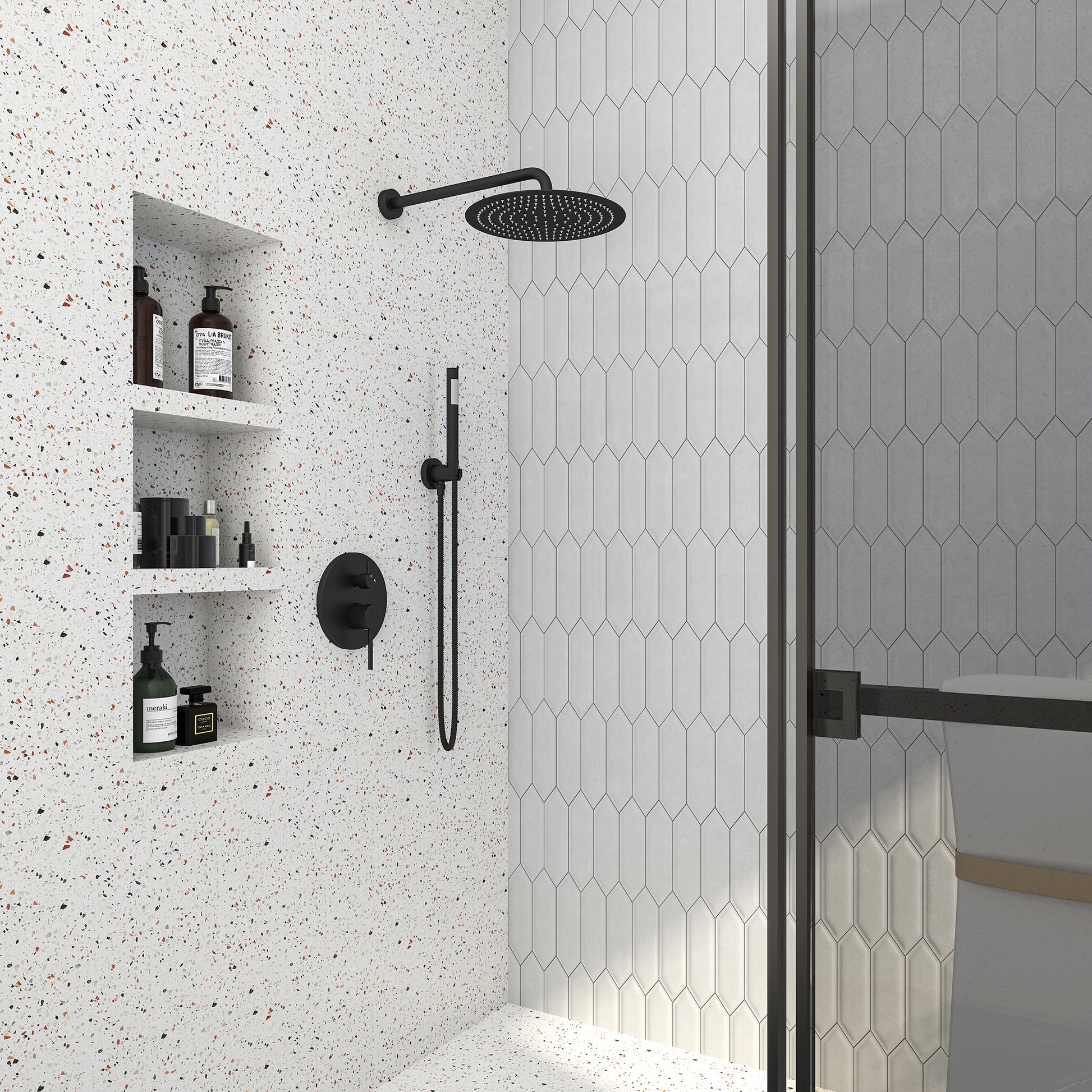10-inch 2-Function Wall-Mounted Rain Shower System with Hand Shower