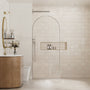 34"x78" Tempered Glass Shower Screen with Integrated Curved Frame