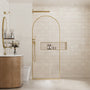 34"x78" Tempered Glass Shower Screen with Integrated Curved Frame