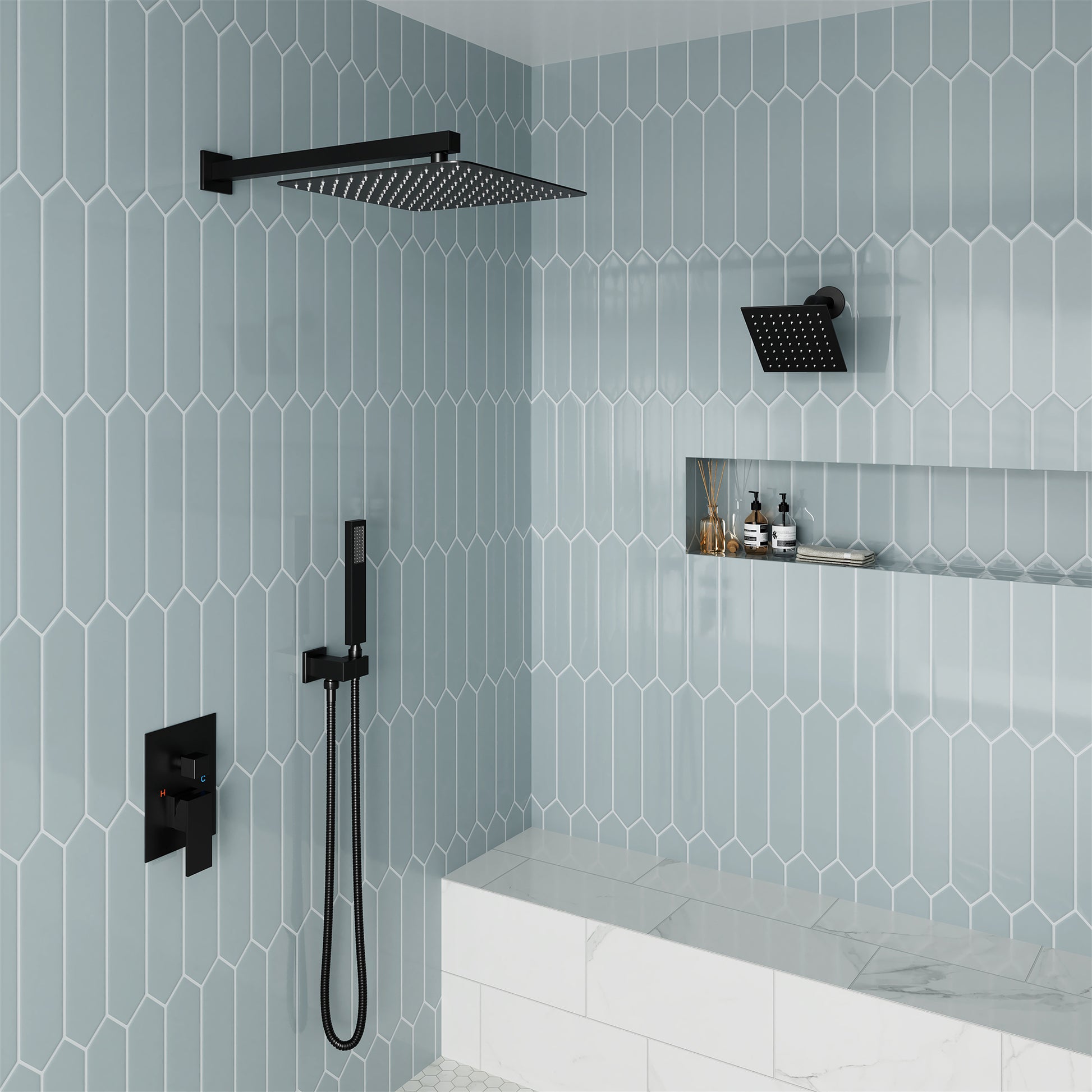 12-inch Dual Shower System with 3-Function & 6 Position Settings