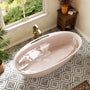 63"/67" Solid Surface Freestanding Matte Bathtub with Rim Towel Slot