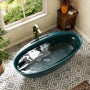 63"/67" Solid Surface Freestanding Matte Bathtub with Rim Towel Slot
