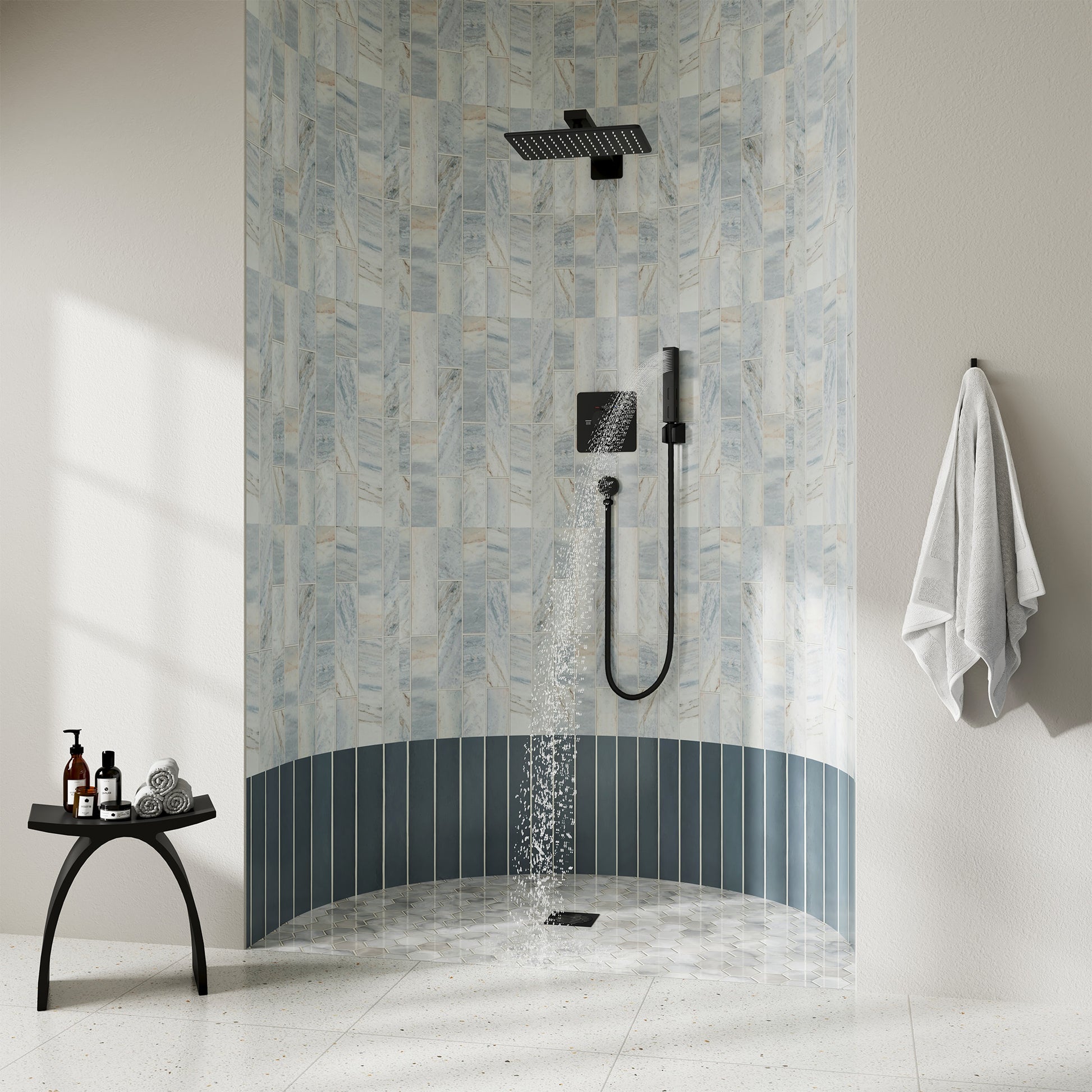 11.8*7.8 inch Coaxial Thermostatic Shower System with 2-Function Handheld