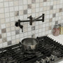 Wall-Mounted Kitchen Faucet with Dual Handles 360° Rotatable Pot Filler in Matte Black