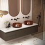17.7" Round Transparent Resin Bathroom Vessel Sink with Drainer