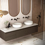 17.7" Round Solid Surface Bathroom Sink in Matte White