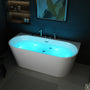 63" Acrylic Freestanding Whirlpool Bathtub with 6 Jets and 7-Color LED Light
