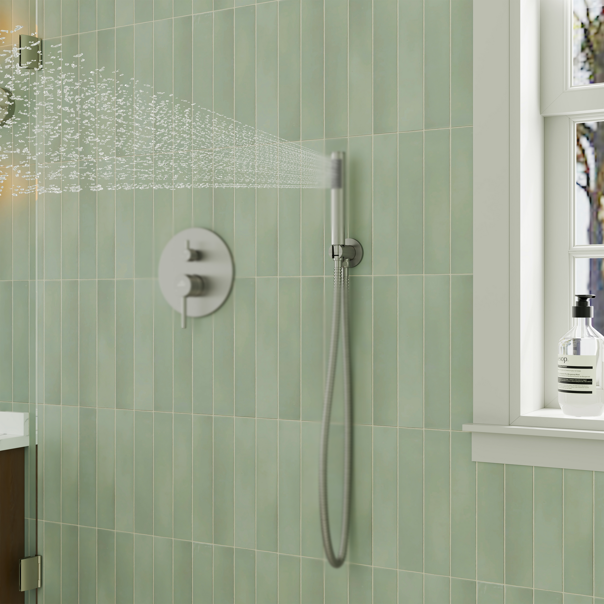 Round Brass Handheld Shower Holder Fixed Wall Mount Bracket