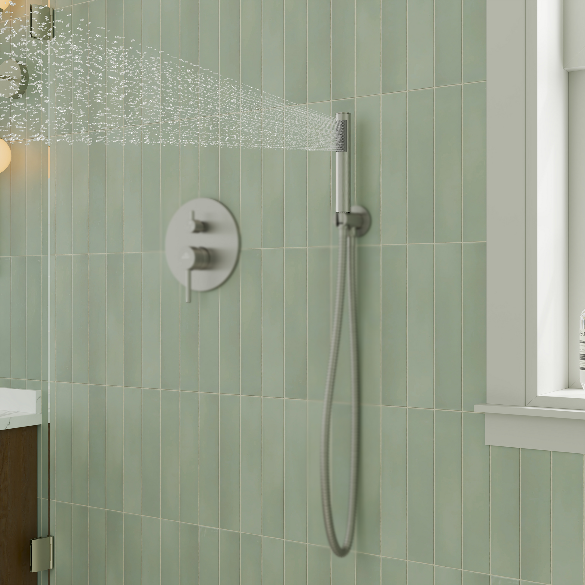 Round Stainless Steel Handheld Shower Head with Anti-Clog Nozzles