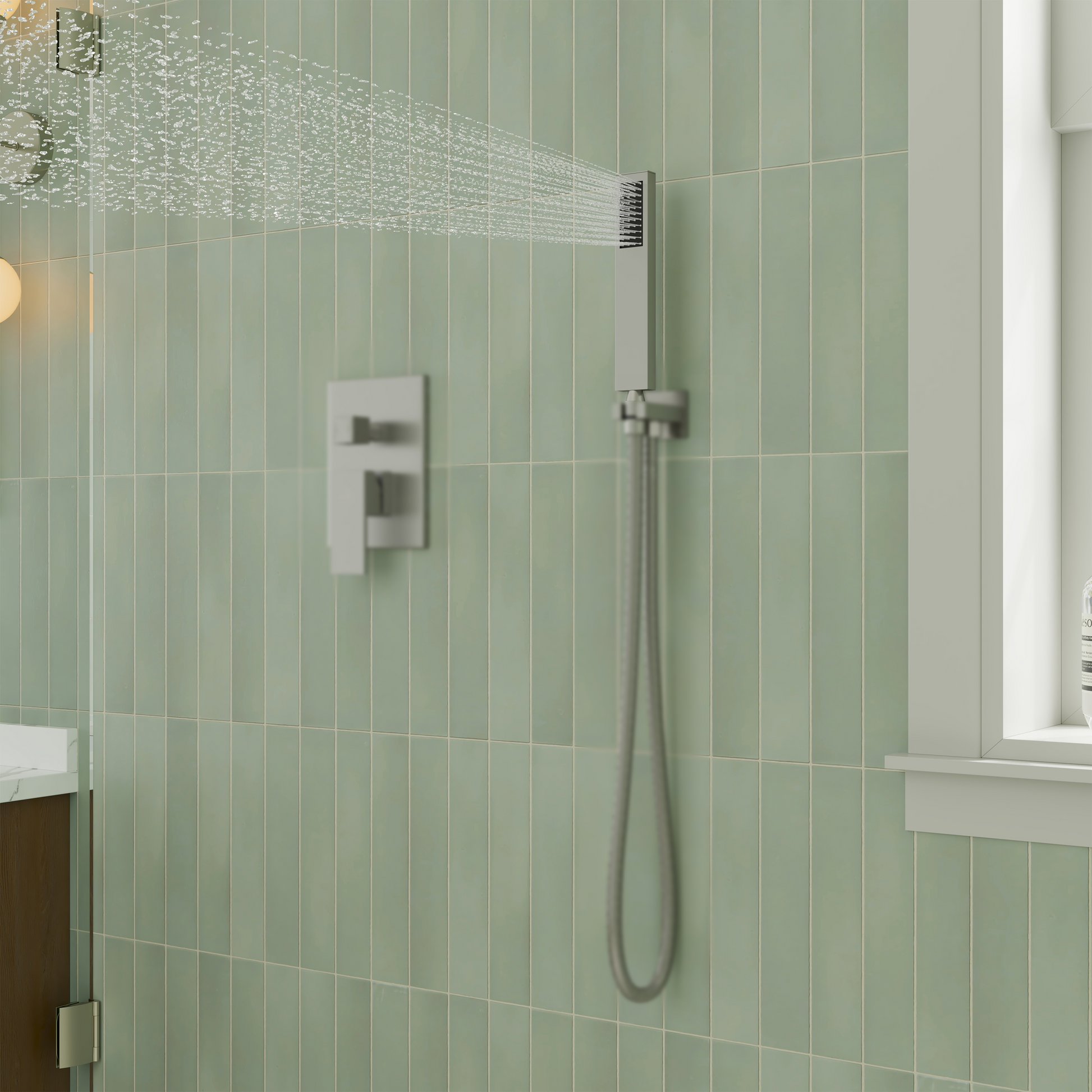 304 Stainless Steel Handheld Shower Head with Anti-Clog Nozzles
