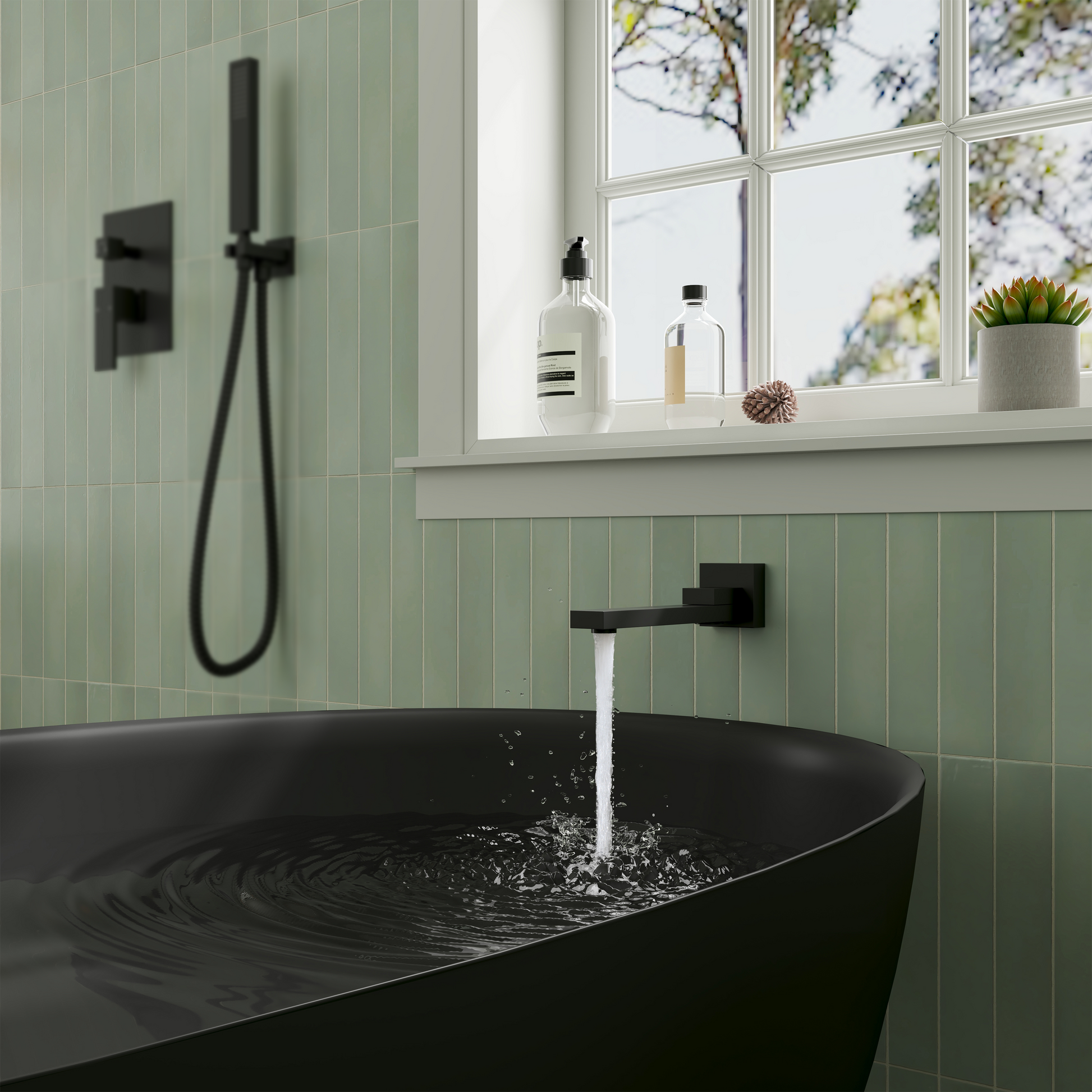 Square Brass Tub Spout with 180° Swing Outlet & Decoration Cover