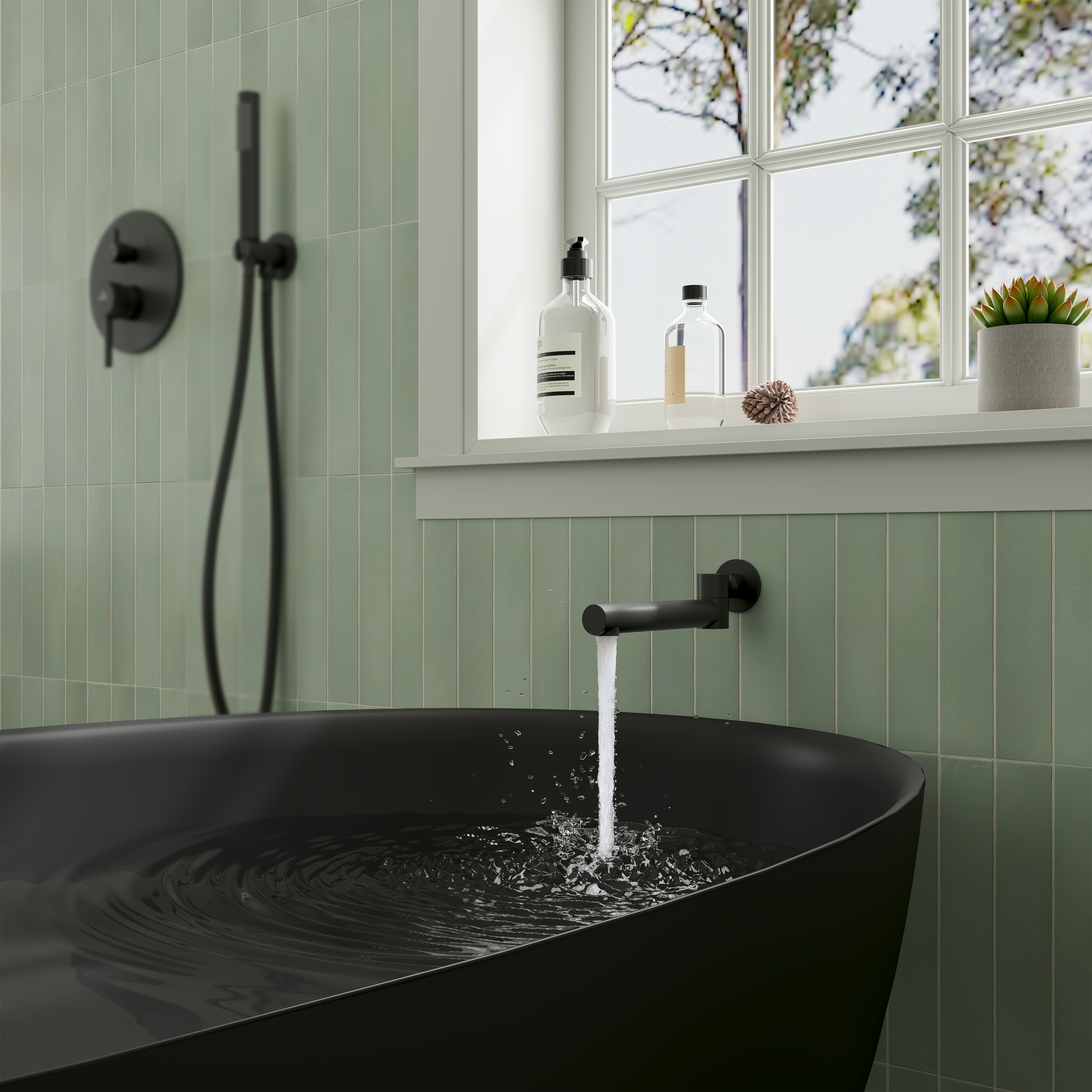 Round Brass Tub Spout with 180° Swing Outlet and Decoration Cover