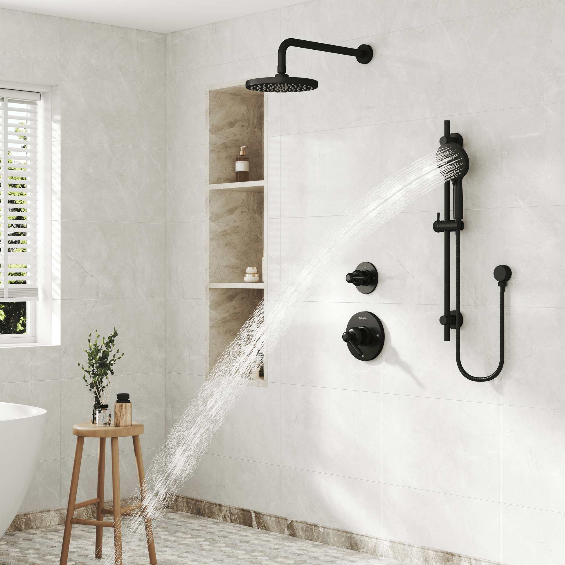 8-inch 2-Function Pressure Balance Shower System with 3 Spray Modes