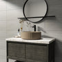 17in Bathroom Concrete Round Vessel Sink with Drainer in Black Earth / Mottled Bluish Grey / Taupe Clay