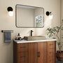 27in Bathroom Concrete Rectangular Vessel Sink with Drainer in Mottled Bluish Grey / Black Earth / Taupe Clay