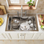 33inch 3-Hole Single Bowl Stainless Steel Drop-in Workstation Kitchen Sink with Accessories