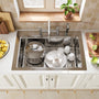 33inch 4-Hole Single Bowl Stainless Steel Drop-in Workstation Kitchen Sink with Accessories