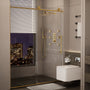 60"x76" Frameless Shower Door with Single Slide and Cushioned Enclosure in Chrome/Brushed Gold