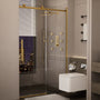 48"x76" Frameless Shower Door with Cushioned Single Slide, SGCC-Certified Tempered Shower Glass Door in Matte Black/Chrome/Brushed Nickel/Brushed Gold