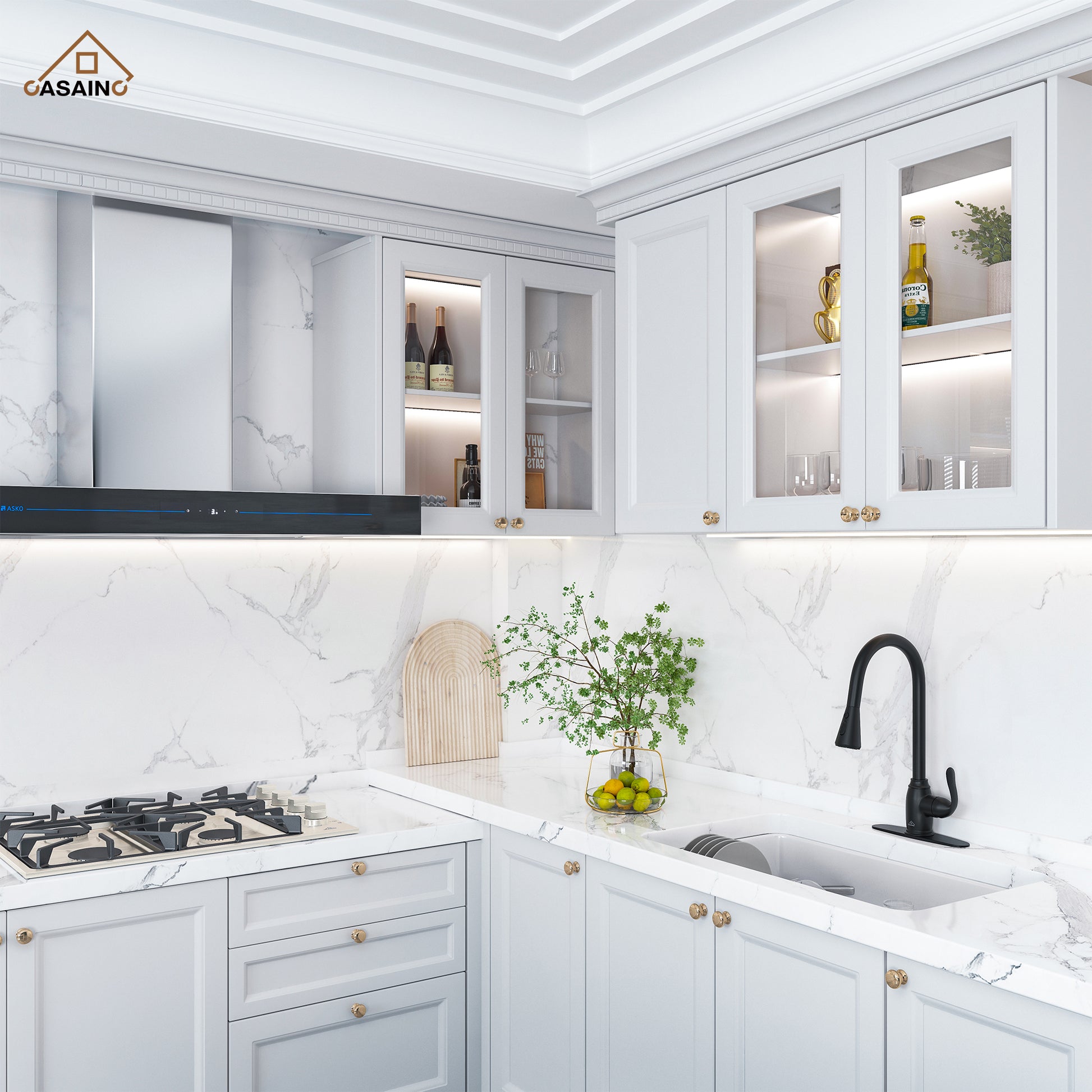 3-Function Spray Head Kitchen Sink Faucet with Pull Down Sprayer