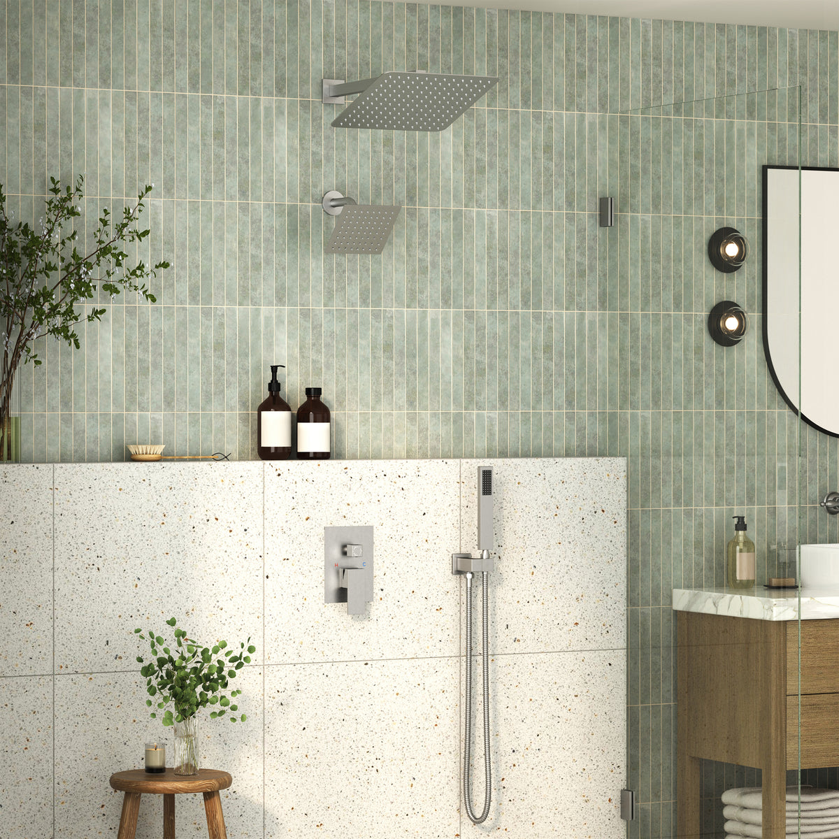 12" Dual Shower System with 3-Function & 6 Position Settings