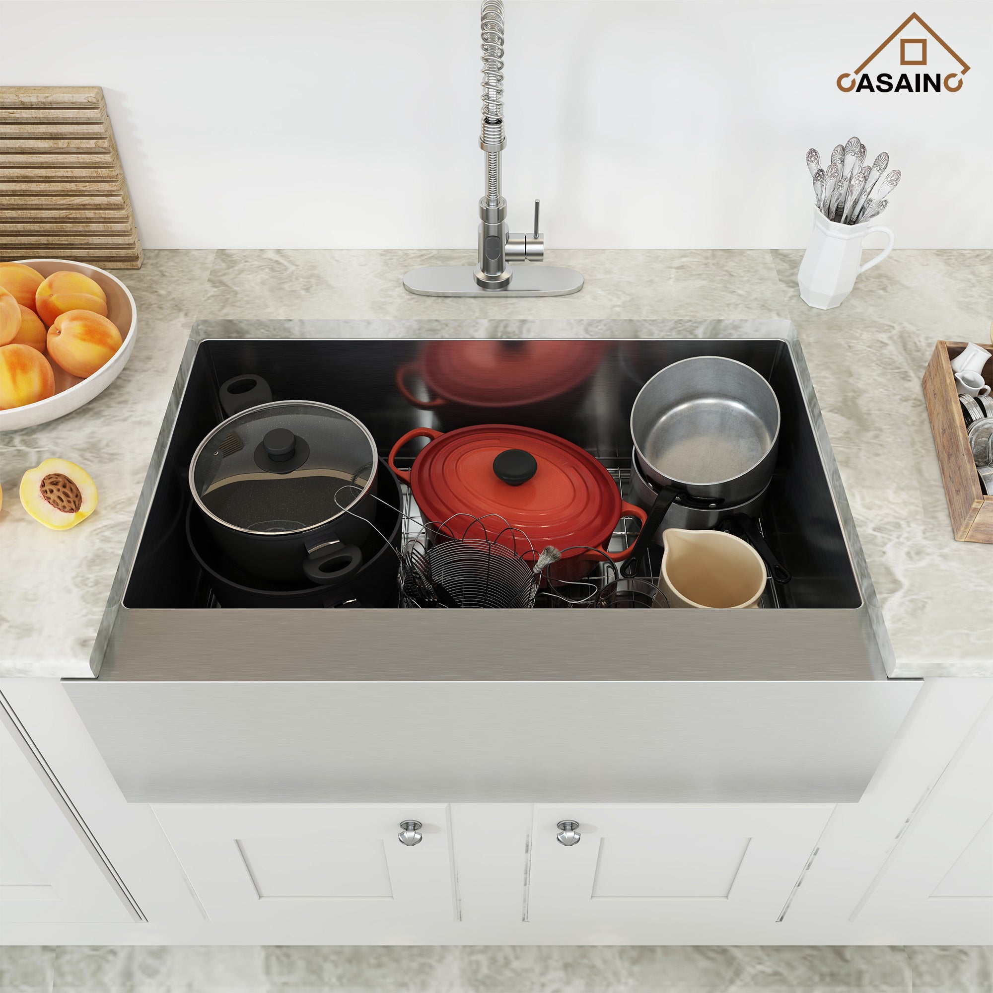 33 Inch Farmhouse Sink Stainless Steel Kitchen Sink Apron Front Stainless Steel 18 Gauge Single Bowl Kitchen Farm Sink Basin