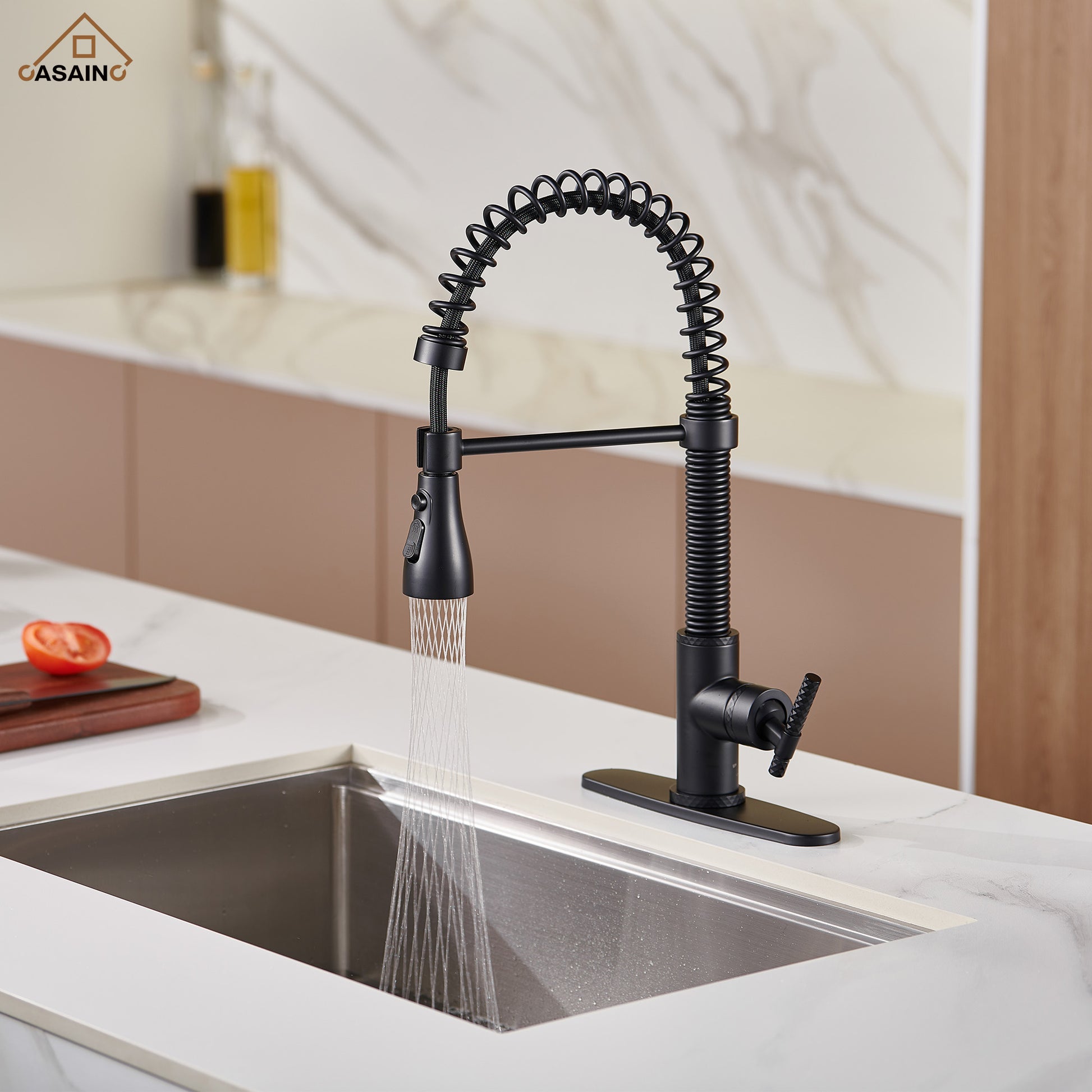  Pull-Down Sprayer Kitchen Faucet with 360° Swivel, Three Functions for Effortless Cooking and Cleaning