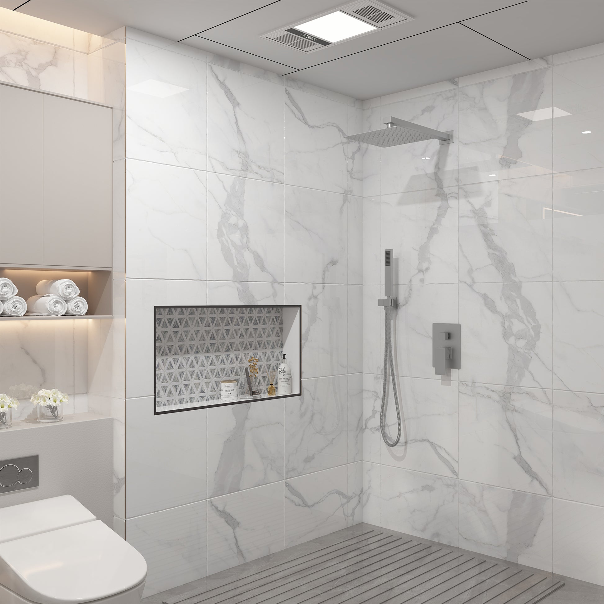 10" Square Brass Shower System with Handheld Shower and Pressure Balance Valve