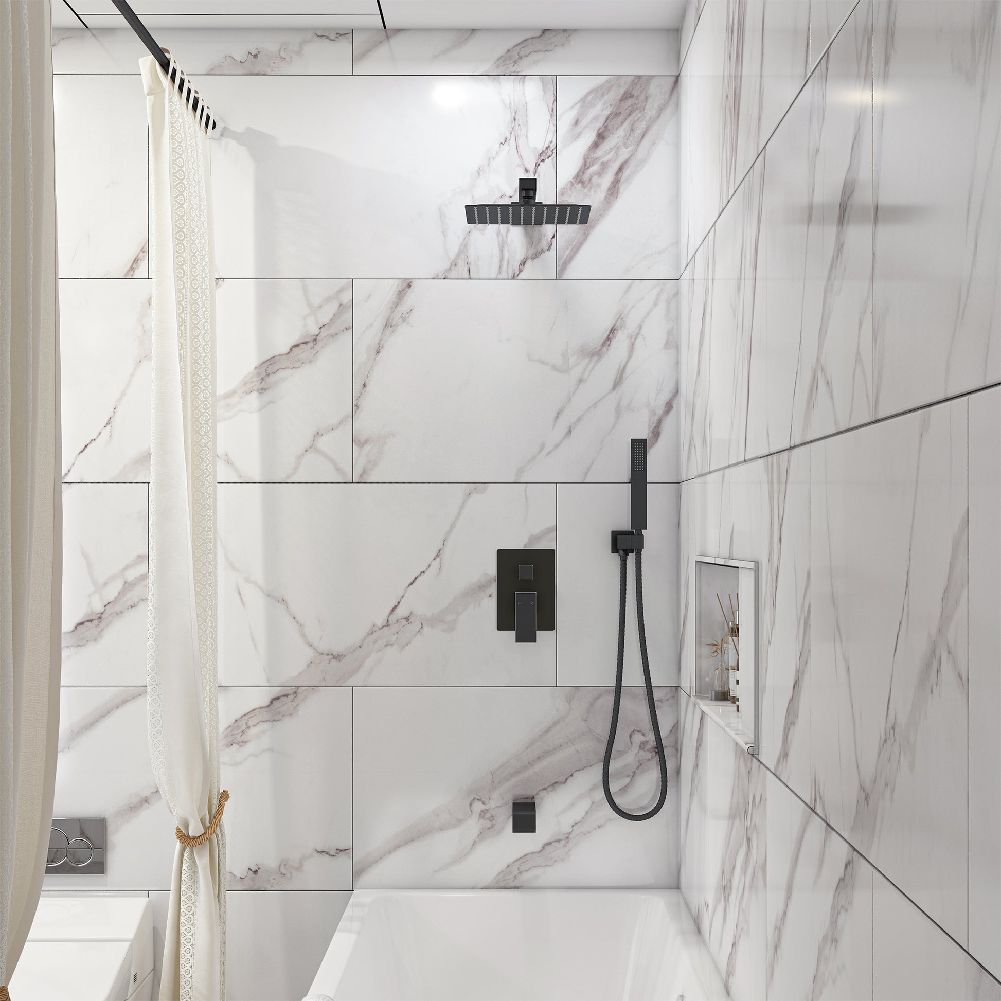 10" Three Function Pressure Balance Shower System with Valve Included