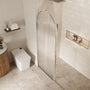 34"x78" Curved Frosted Glass Shower Screen with 10mm SGCC-Certified Tempered Glass