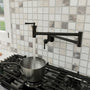 Wall-Mounted Kitchen Faucet with Dual Handles 360° Rotatable Pot Filler in Matte Black