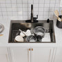 Drop-In Stainless Steel 33-inch 1-Hole Single Bowl Kitchen Sink in Nano PVD Gun Gray