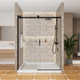 60 in. W x 76 in. H Framed Shower Door in Matte Black with Tempered Glass