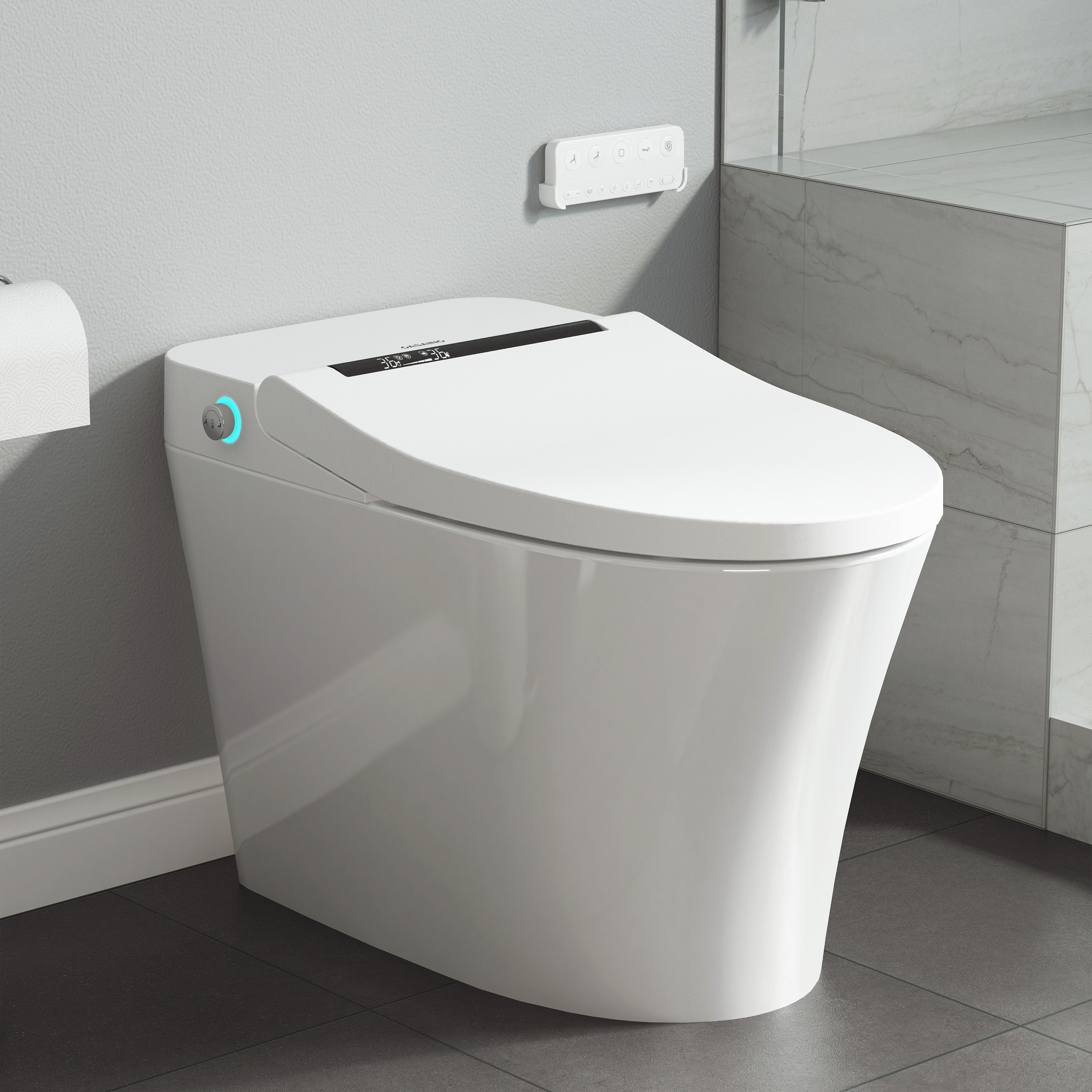 Tankless Floor Mounted Elongated White Ceramic Smart Bidet Toilet