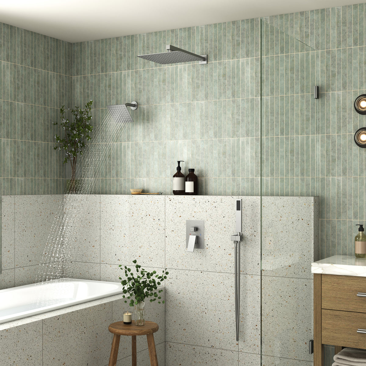 12" Dual Shower System with 3-Function & 6 Position Settings